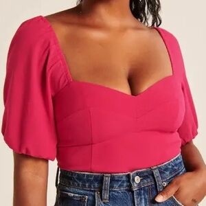 NEW Abercrombie & Fitch Pink Puff Sleeve Top